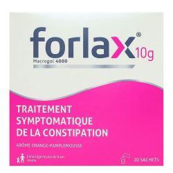 Forlax 10g traitement symptomatique constipation orange-pamplemousse 20 sachets