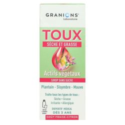 Toux sèche et grasse actifs végétaux sirop sans sucre 120ml