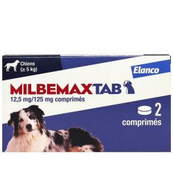 Milbemaxtab vermifuge chien +5kg 2 comprimés