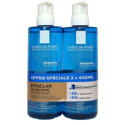 Effaclar nettoyant visage gel moussant peau grasse 2x400ml