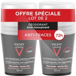 Déodorant à bille 72h homme Anti-transpirant contrôle extrême 2x50ml