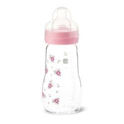 Biberon verre +2 mois 260ml rose