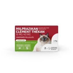 2 comprimés Vermifuge Milprazikan chat 2kg+