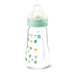 Biberon verre +2 mois 260ml bleu