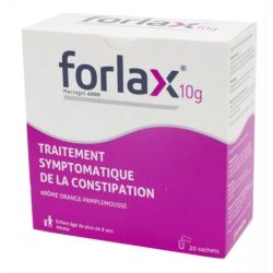 Forlax 10g traitement symptomatique constipation orange-pamplemousse 20 sachets