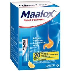 Maalox maux estomac 20 sachets citron