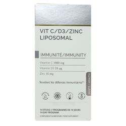 Vitamine C D3 Zinc liposomal immunité goût ananas 14 sticks