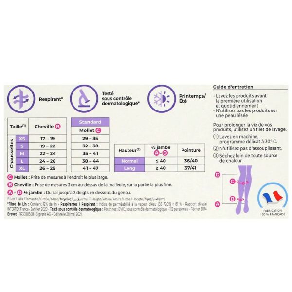 Active Confort Fraîcheur chaussettes écru contention femme classe 2 taille S