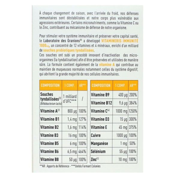 Vitamineris Immunité 1000mg 30 comprimés
