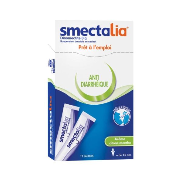 Smectalia 3g Anti-diarrhéique arôme Citron-Menthe - 12 sachets buvables