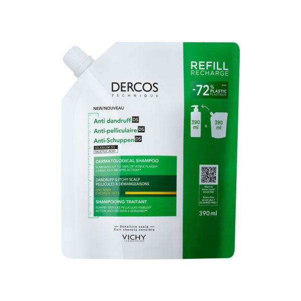 Eco-recharge shampoing traitant anti-pelliculaire DS cheveux secs 390ml