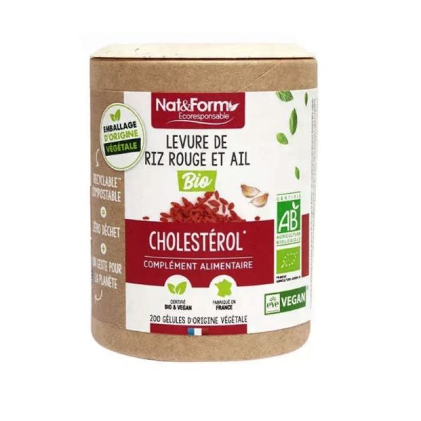 Nat & Form Levure de Riz Rouge & Ail Bio 200 gélules végétales