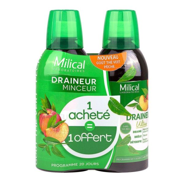 Draineur minceur 2x500ml (1 offert) Thé vert & pêche