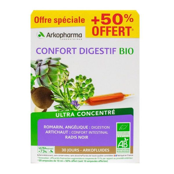 Confort digestif bio ultra concentré 30 ampoules