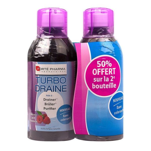 Turbodraine solution buvable goût framboise 2x500ml