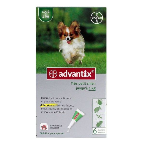 Très petit chien de 1,5 à 4kg 6 pipettes