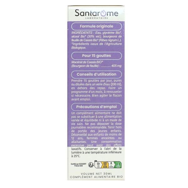 Cassis macérat de bourgeons bio et frais 30ml