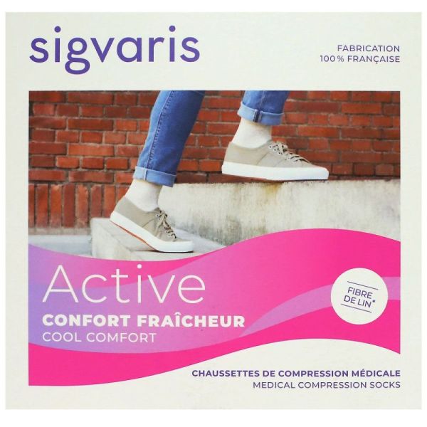 Active Confort Fraîcheur chaussettes écru contention femme classe 2 taille M
