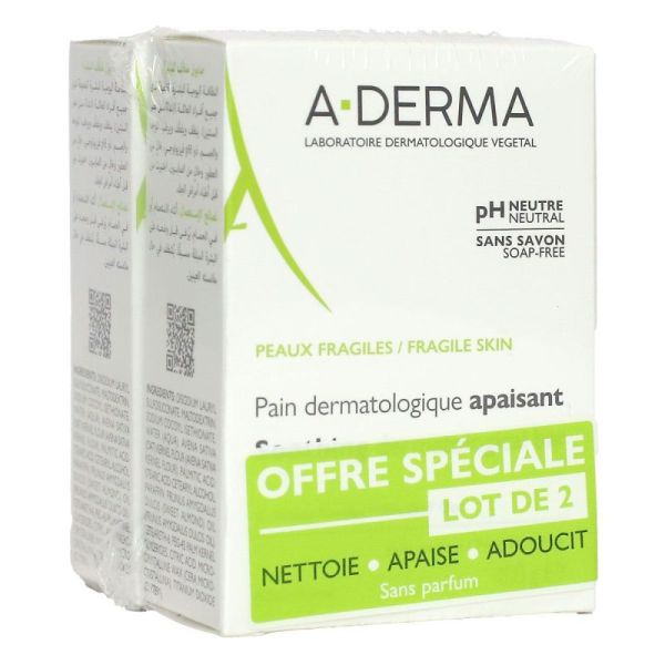 Pain dermatologique apaisant 2x100g