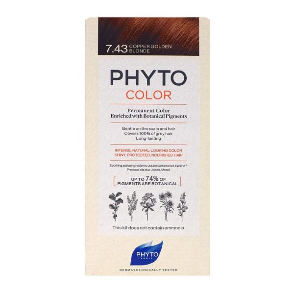 Phyto Color kit coloration permanente 7.43 Blond cuivré doré