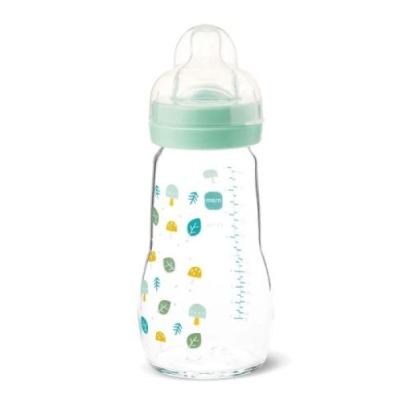 Biberon verre +2 mois 260ml bleu