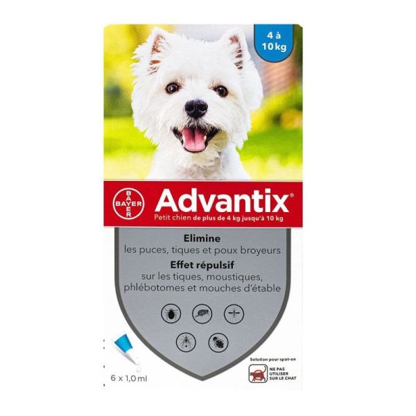 Advantix petit chien 4-10kg 6 pipettes