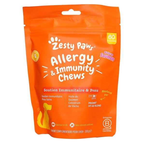 Friandises pour chien système immunitaire saumon 60 gummies