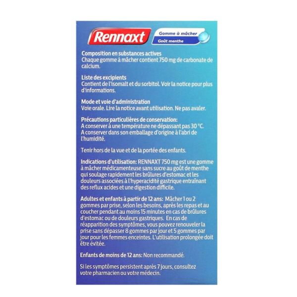 Rennaxt menthe 20 gommes à mâcher