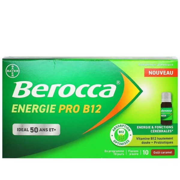 Berocca Énergie Pro B12 50 ans et + — 10 flacons de 10 ml