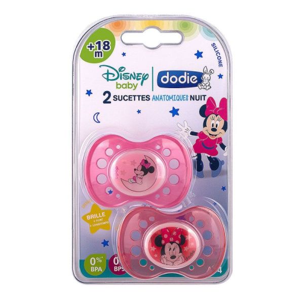 Duo sucettes anatomiques nuit 18m+ Disney Minnie