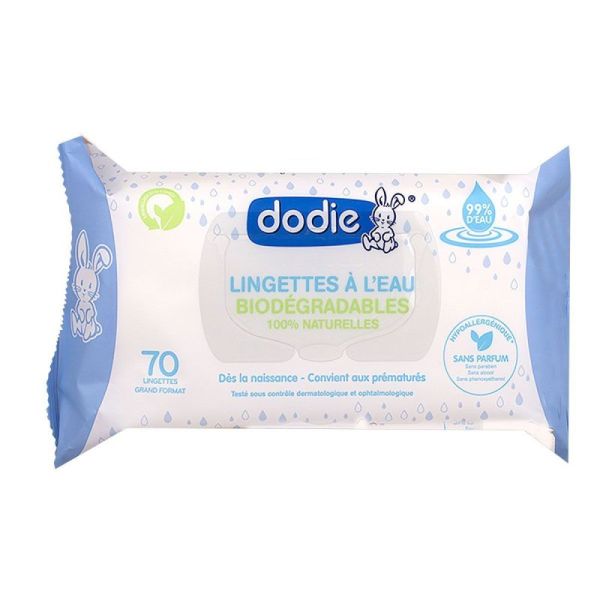 70 Lingettes à l'eau biodégradables