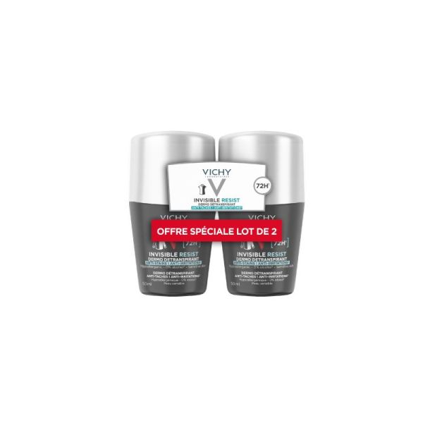 Homme Invisible Resist dermo-transpirant anti-taches 72h roll-on 2x50ml