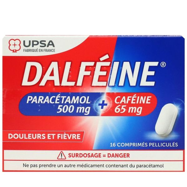 Dalféine paracétamol 500mg + caféine 65mg 16 comprimés