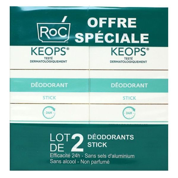 Keops déodorant stick transpiration modérée 2x40ml