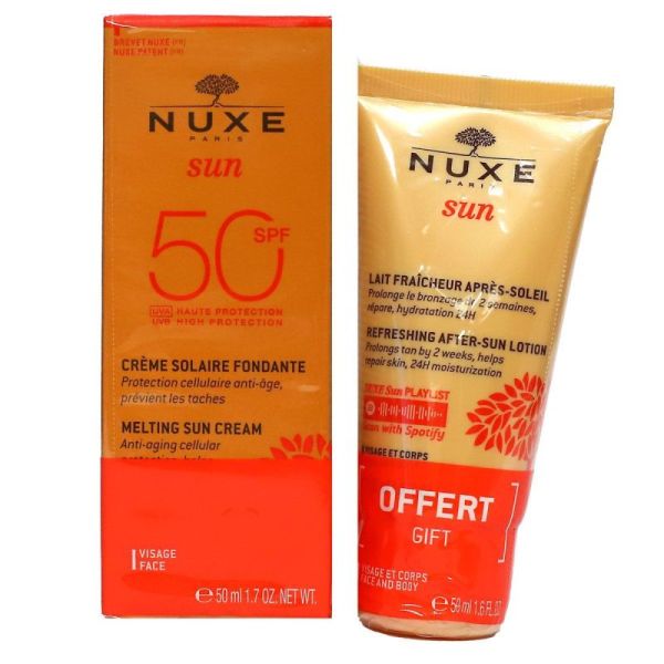 Sun solaire fondante visage SPF50 50ml + lait fraîcheur après-soleil offert