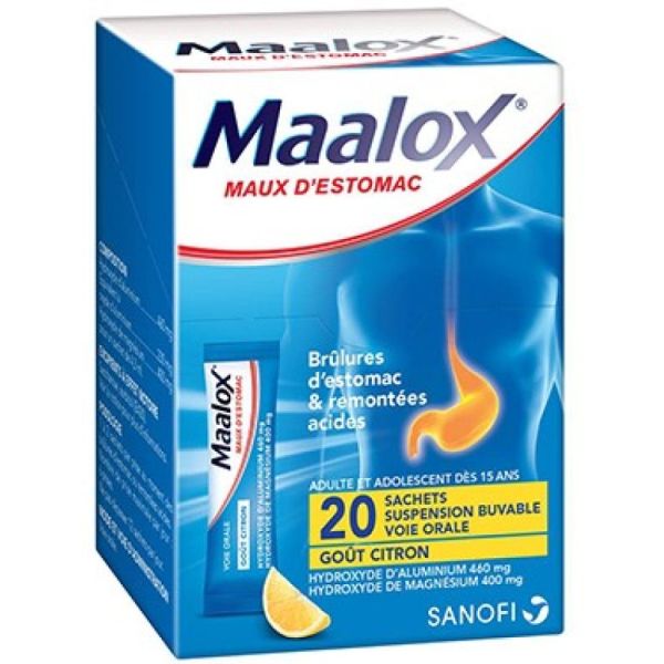 Maalox maux estomac 20 sachets citron