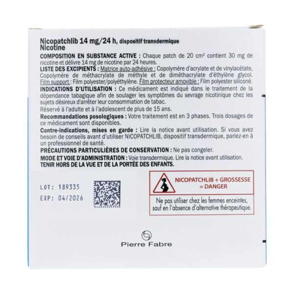 Nicopatchlib 14 mg/24 h – Patch transdermique de nicotine (boîte de 7 patchs)