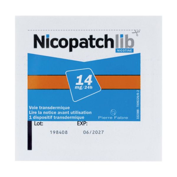 Nicopatchlib 14 mg/24 h – Patch transdermique de nicotine (boîte de 7 patchs)