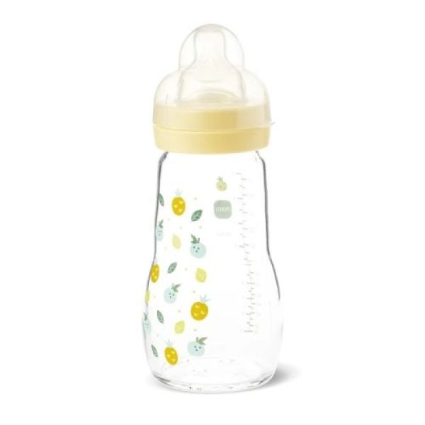 Biberon verre +2 mois 260ml-blanc