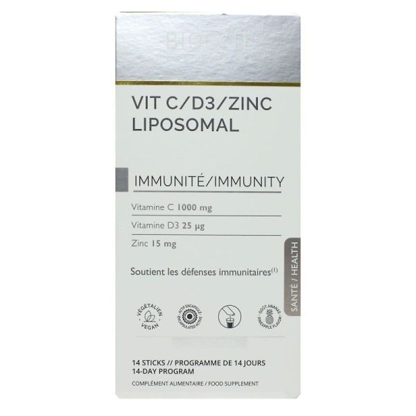 Vitamine C D3 Zinc liposomal immunité goût ananas 14 sticks