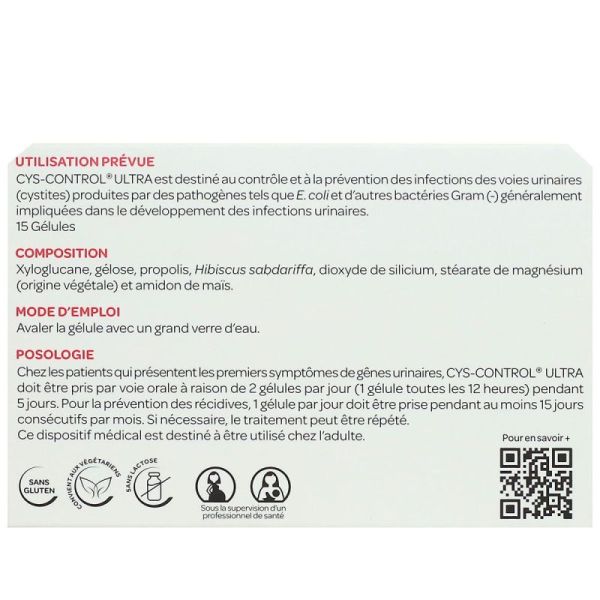 Cys-Control Ultra infections urinaires cystites 15 capsules
