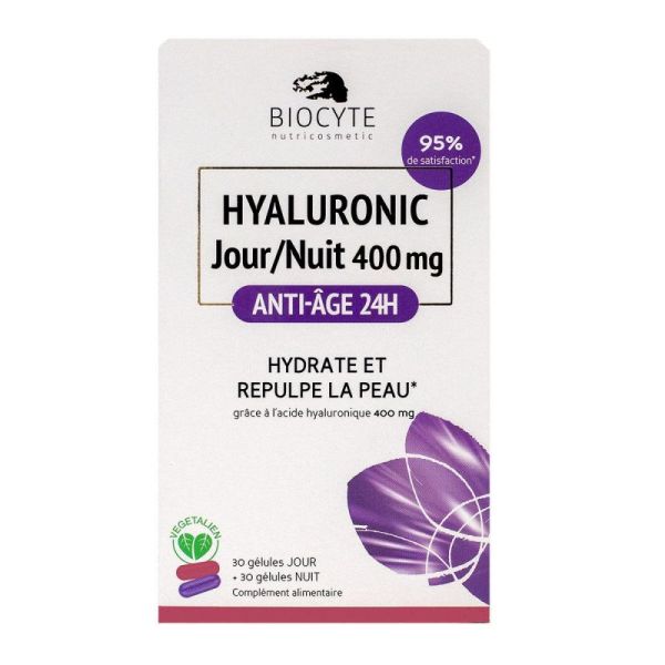 Hyaluronic jour/nuit 400mg anti-âge 24h 60 gélules