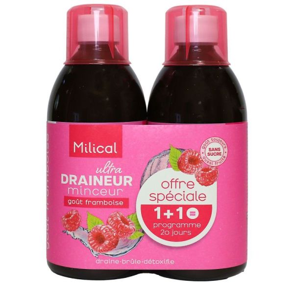Ultra draineur Minceur goût framboise 2x500ml