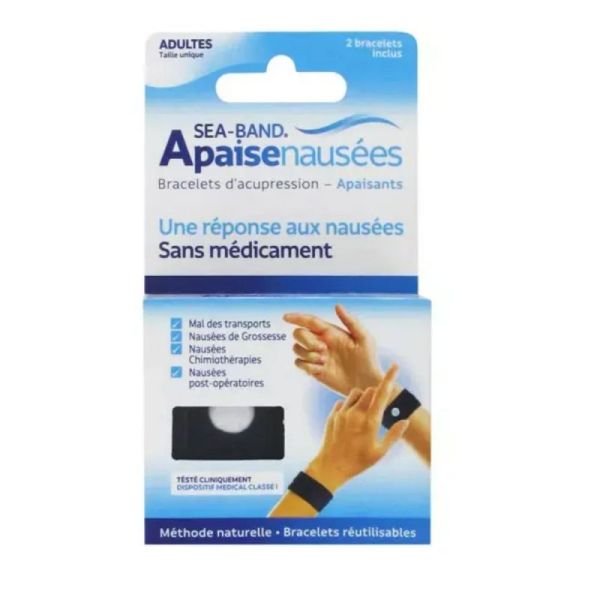 Sea-Band adulte bracelet anti nausées noir 2 unités