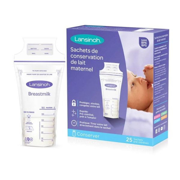 Lansinoh 25 Sachets de conservation de lait maternel