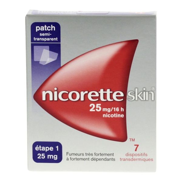 NicoretteSkin Etape 1 25mg/16 heures 7 patchs